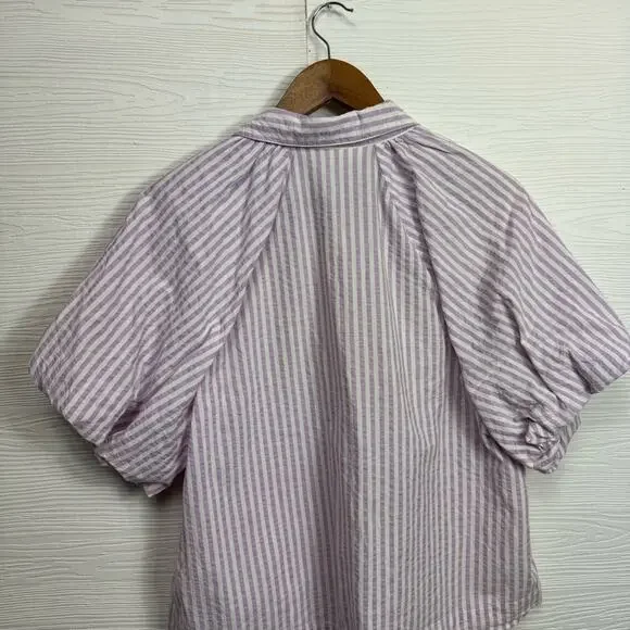 Anthropologie Maeve Lilac Striped Blouse - Picture 9 of 9